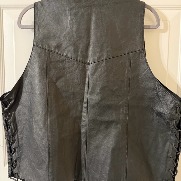 USA Bikers Dream Apparel Black Leather Harley Davidson Patch Biker Vest Size 46 - Picture 7 of 10